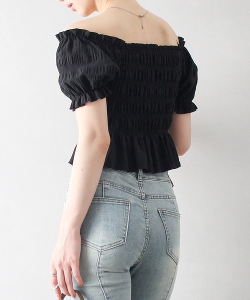 SpRay(スプレイ)の「フロントシャーリングブラウス(シャツ/ブラウス・レディース・ホワイト/ブラック/アイボリー・FREE)」の14枚目の写真