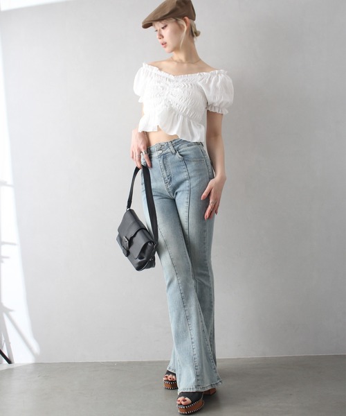 SpRay(スプレイ)の「フロントシャーリングブラウス(シャツ/ブラウス・レディース・ホワイト/ブラック/アイボリー・FREE)」の16枚目の写真