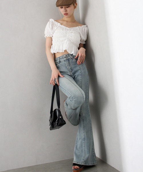 SpRay(スプレイ)の「フロントシャーリングブラウス(シャツ/ブラウス・レディース・ホワイト/ブラック/アイボリー・FREE)」の18枚目の写真