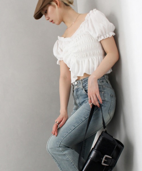 SpRay(スプレイ)の「フロントシャーリングブラウス(シャツ/ブラウス・レディース・ホワイト/ブラック/アイボリー・FREE)」の19枚目の写真