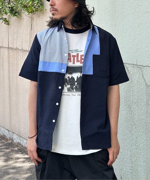VENCEEXCHANGE(ヴァンスエクスチェンジ)の「切替半袖シャツ(Tシャツ/カットソー・メンズ・ネイビー/グリーン/ホワイト・S/LL/L/M)」の3枚目の写真