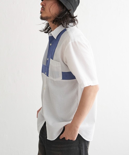 VENCEEXCHANGE(ヴァンスエクスチェンジ)の「切替半袖シャツ(Tシャツ/カットソー・メンズ・ネイビー/グリーン/ホワイト・S/LL/L/M)」の12枚目の写真