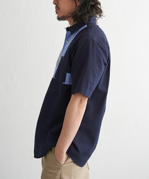 VENCEEXCHANGE(ヴァンスエクスチェンジ)の「切替半袖シャツ(Tシャツ/カットソー・メンズ・ネイビー/グリーン/ホワイト・S/LL/L/M)」の20枚目の写真