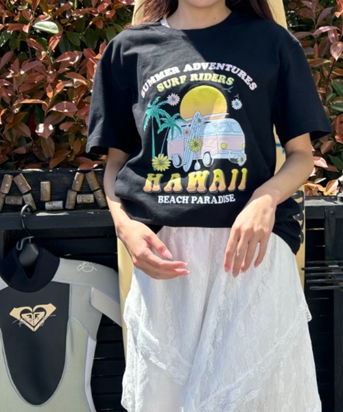 Loco Ocean（ロコオーシャン）の「サマーグラフィックTシャツ hawaiiロゴ 夏服（Tシャツ/カットソー・レディース・オレンジ/ブラック・L/M）」の8枚目の写真