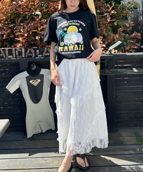 Loco Ocean（ロコオーシャン）の「サマーグラフィックTシャツ hawaiiロゴ 夏服（Tシャツ/カットソー・レディース・オレンジ/ブラック・L/M）」の9枚目の写真
