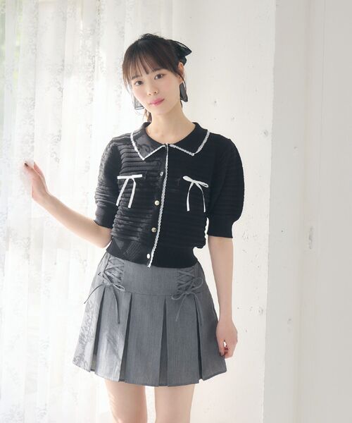 ems excite(エムズエキサイト)の「【EC限定カラー】襟付きヴィンテージカーデ(カーディガン/ボレロ・レディース・ダークブルー/ライトグレー/ピンク/ブラック/ブラック系その他3/ナチュラル・FREE)」の13枚目の写真