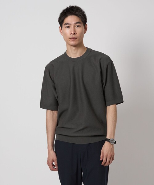 green label relaxing(グリーンレーベルリラクシング)の「ツイル クルーネック ショートスリーブニット(ニット/セーター・メンズ・ライトグレー/ケリーグリーン/ダークグレー・M/XL/L/S)」の3枚目の写真