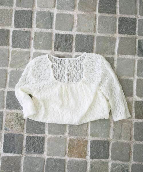 CODE A（コードエー）の「lace layered pullover（Tシャツ/カットソー・レディース・サックスブルー/ブラック/ホワイト・00）」の6枚目の写真