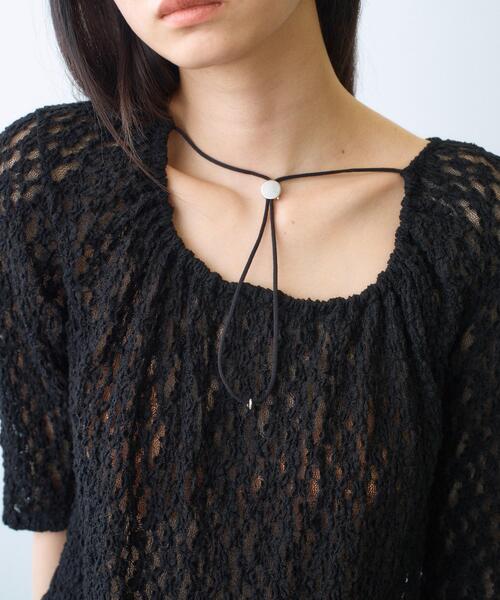 CODE A（コードエー）の「lace layered pullover（Tシャツ/カットソー・レディース・サックスブルー/ブラック/ホワイト・00）」の7枚目の写真