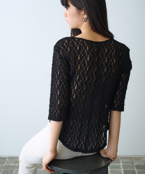 CODE A（コードエー）の「lace layered pullover（Tシャツ/カットソー・レディース・サックスブルー/ブラック/ホワイト・00）」の8枚目の写真