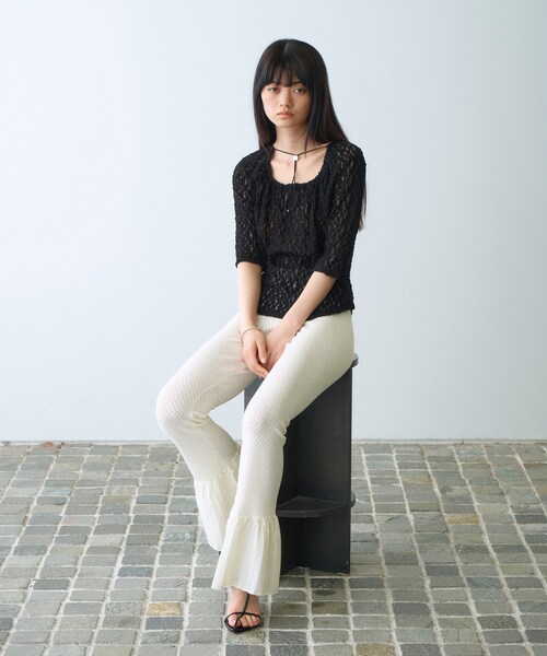 CODE A（コードエー）の「lace layered pullover（Tシャツ/カットソー・レディース・サックスブルー/ブラック/ホワイト・00）」の9枚目の写真
