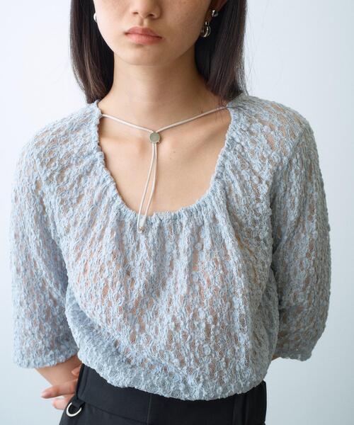 CODE A（コードエー）の「lace layered pullover（Tシャツ/カットソー・レディース・サックスブルー/ブラック/ホワイト・00）」の13枚目の写真