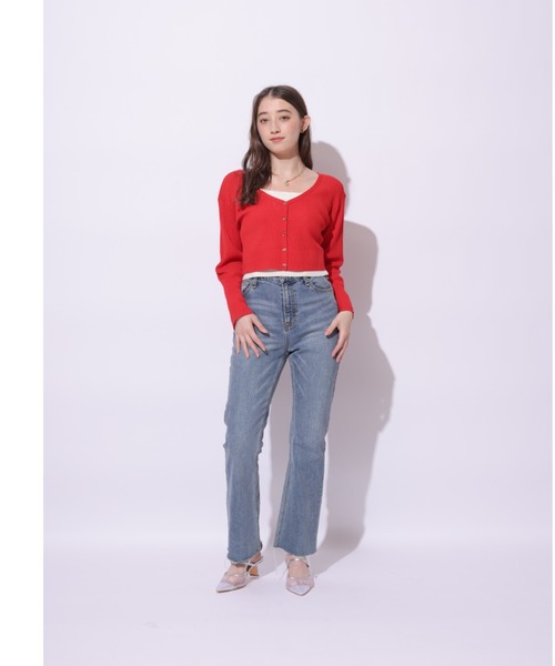 Rirandture（リランドチュール）の「金釦シアーカーディガン（カーディガン/ボレロ・レディース・レッド・2）」の4枚目の写真