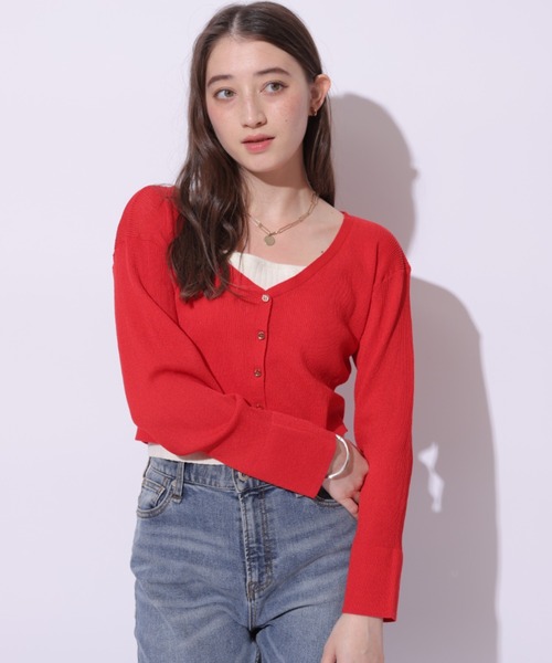 Rirandture（リランドチュール）の「金釦シアーカーディガン（カーディガン/ボレロ・レディース・レッド・2）」の7枚目の写真