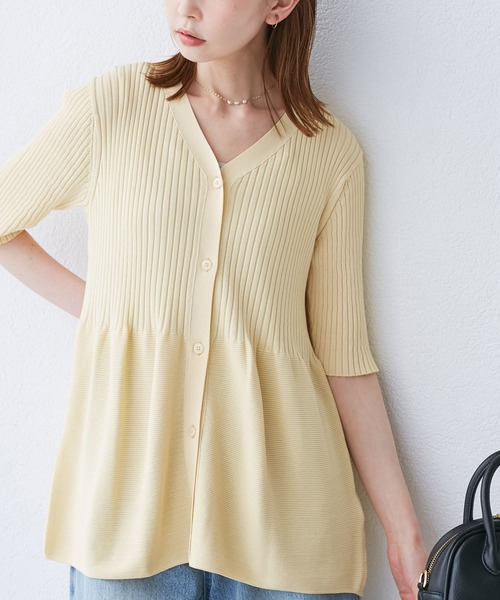 セール】5分袖ペプラムカーディガン（カーディガン/ボレロ）｜ROPE