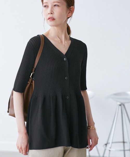 セール】5分袖ペプラムカーディガン（カーディガン/ボレロ）｜ROPE