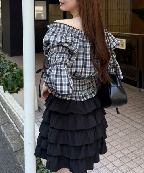 continuer de NICE CLAUP(コンティニューデナイスクラップ)の「【@_chipi2xセレクト】5分袖前後2WAYブラウス(シャツ/ブラウス・レディース・ブルー系その他/その他11/ドット/ブラウン系その他・FREE)」の8枚目の写真