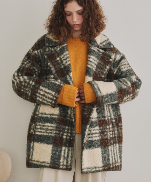 Unitage（ユニテージ）の「Bigチェックダブルミドルコート（チェスター