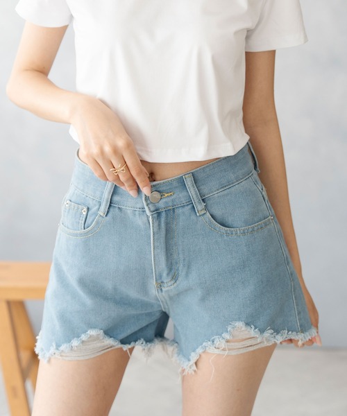 NinaetLina(ニナエリナ)の「デニムショートパンツ(デニムパンツ・レディース・ライトブルー/ブラック/インディゴブルー/チャコール/ホワイト・S/M/L)」の18枚目の写真