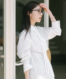 over E サマーカシュクールカットソー：ホワイト サマーカシュクールカットソー：ホワイト│胸が大きな女性のため