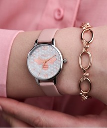 「OLIVIA BURTON/オリビアバートン」ハニービー - ミディダスティピンク&シルバー