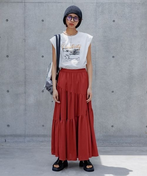 PAGEBOY(ページボーイ)の「ノースリフォトTシャツ(Tシャツ/カットソー・レディース・ホワイト/ブラック・FREE)」の3枚目の写真