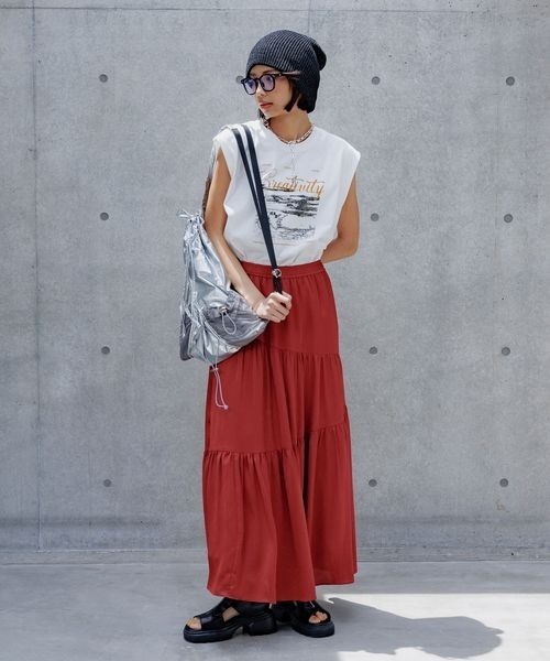 PAGEBOY(ページボーイ)の「ノースリフォトTシャツ(Tシャツ/カットソー・レディース・ホワイト/ブラック・FREE)」の5枚目の写真