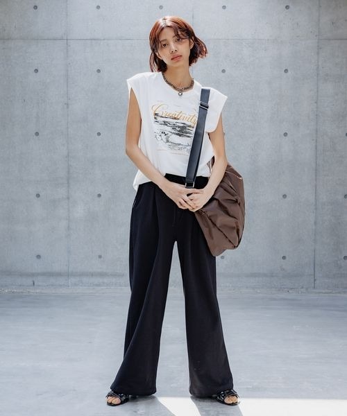 PAGEBOY(ページボーイ)の「ノースリフォトTシャツ(Tシャツ/カットソー・レディース・ホワイト/ブラック・FREE)」の6枚目の写真