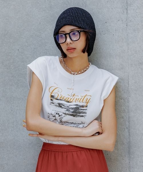 PAGEBOY(ページボーイ)の「ノースリフォトTシャツ(Tシャツ/カットソー・レディース・ホワイト/ブラック・FREE)」の10枚目の写真