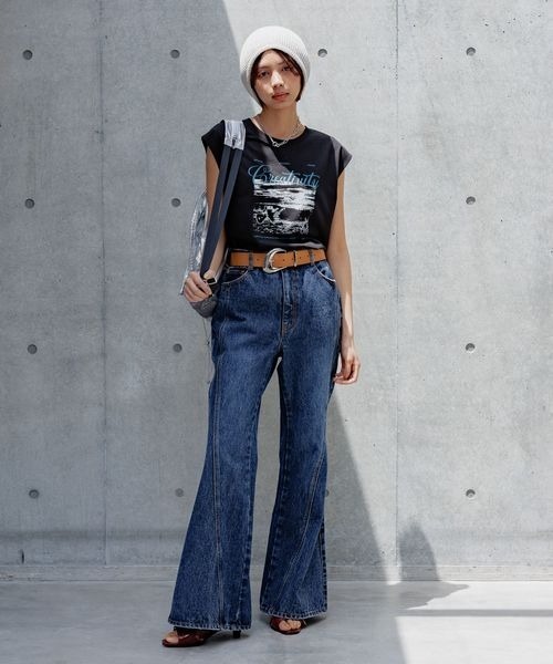 PAGEBOY(ページボーイ)の「ノースリフォトTシャツ(Tシャツ/カットソー・レディース・ホワイト/ブラック・FREE)」の14枚目の写真