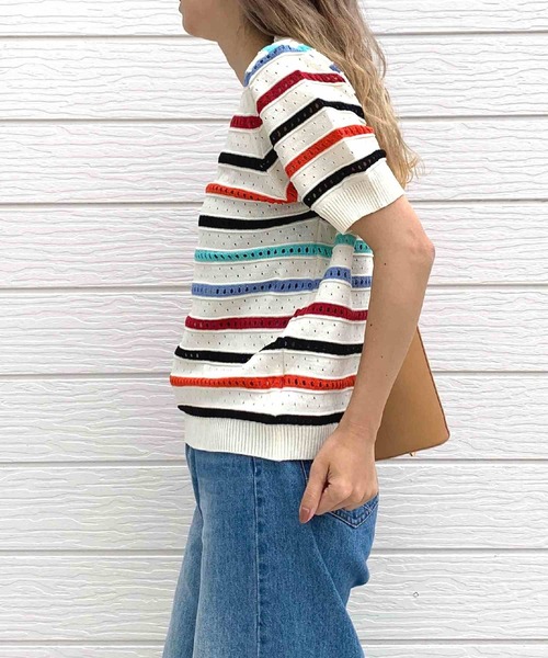 Q(キュー)の「レインボーニット(ニット/セーター・レディース・マルチ・MEDIUM)」の7枚目の写真