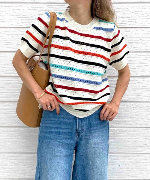 Q(キュー)の「レインボーニット(ニット/セーター・レディース・マルチ・MEDIUM)」の5枚目の写真