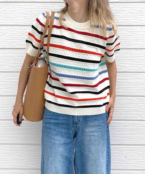 Q(キュー)の「レインボーニット(ニット/セーター・レディース・マルチ・MEDIUM)」の6枚目の写真