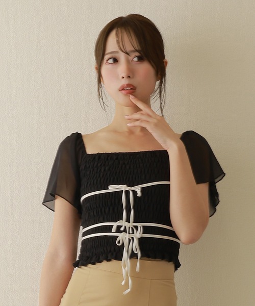 *M DOLLY original* girls shirring tops/ガールズシャーリングトップス レディース M DOLLY original* girls shirring tops/ガールズシャーリング
