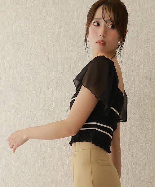 M DOLLY(エムドリー)の「*M DOLLY original* girls shirring tops/ガールズシャーリングトップス(その他トップス・レディース・ブラック/ベージュ・FREE)」の5枚目の写真
