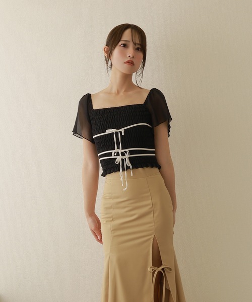 *M DOLLY original* girls shirring tops/ガールズシャーリングトップス レディース M DOLLY original* girls shirring tops/ガールズシャーリング