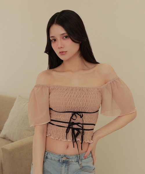 M DOLLY(エムドリー)の「*M DOLLY original* girls shirring tops/ガールズシャーリングトップス(その他トップス・レディース・ブラック/ベージュ・FREE)」の10枚目の写真