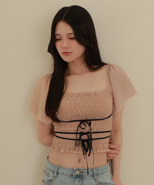 *M DOLLY original* girls shirring tops/ガールズシャーリングトップス レディース M DOLLY original* girls shirring tops/ガールズシャーリング
