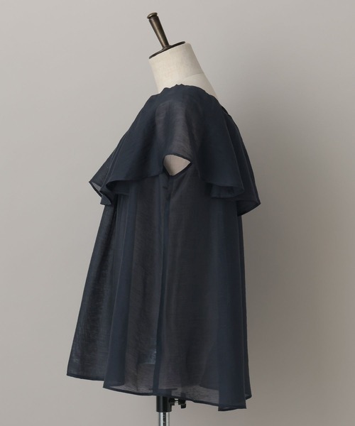 A part by（アパートバイ）の「リネンフリルブラウスフレンチスリーブ（シャツ/ブラウス・レディース・ライトパープル/オフホワイト/ネイビー・FREE）」の10枚目の写真