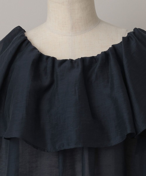 A part by（アパートバイ）の「リネンフリルブラウスフレンチスリーブ（シャツ/ブラウス・レディース・ライトパープル/オフホワイト/ネイビー・FREE）」の12枚目の写真