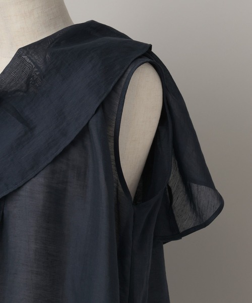 A part by（アパートバイ）の「リネンフリルブラウスフレンチスリーブ（シャツ/ブラウス・レディース・ライトパープル/オフホワイト/ネイビー・FREE）」の13枚目の写真