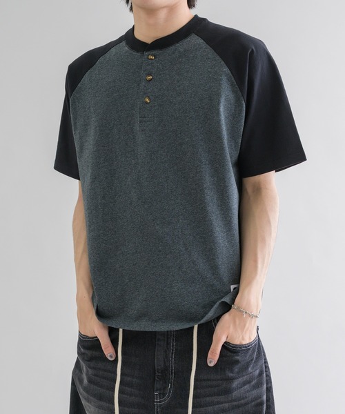 EPNK(イーピーエヌケー)の「【EPNK】Raglan henry neck tee / ラグランヘンリーネックTee(Tシャツ/カットソー・メンズ・アイボリー/チャコールグレー/杢グレー・SMALL/MEDIUM/LARGE)」の11枚目の写真