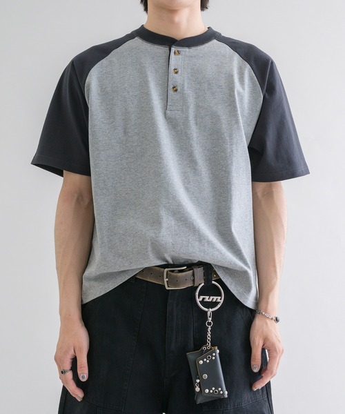 EPNK(イーピーエヌケー)の「【EPNK】Raglan henry neck tee / ラグランヘンリーネックTee(Tシャツ/カットソー・メンズ・アイボリー/チャコールグレー/杢グレー・SMALL/MEDIUM/LARGE)」の17枚目の写真