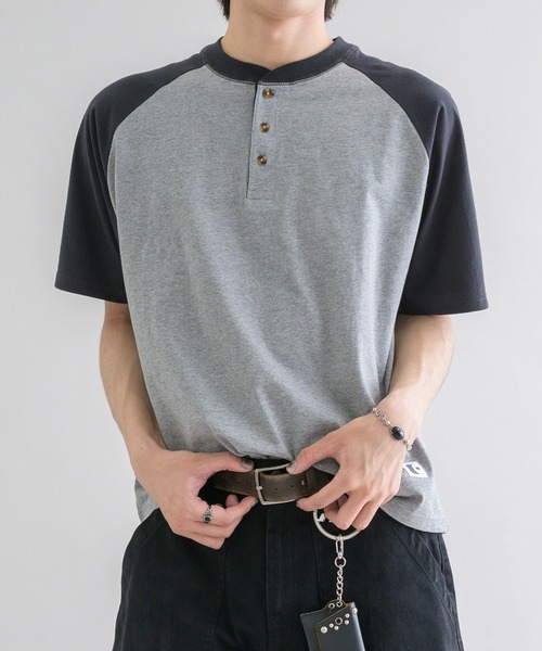 EPNK(イーピーエヌケー)の「【EPNK】Raglan henry neck tee / ラグランヘンリーネックTee(Tシャツ/カットソー・メンズ・アイボリー/チャコールグレー/杢グレー・SMALL/MEDIUM/LARGE)」の19枚目の写真