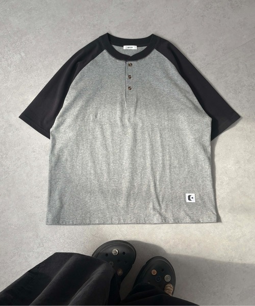 EPNK(イーピーエヌケー)の「【EPNK】Raglan henry neck tee / ラグランヘンリーネックTee(Tシャツ/カットソー・メンズ・アイボリー/チャコールグレー/杢グレー・SMALL/MEDIUM/LARGE)」の9枚目の写真