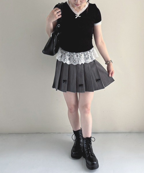 frunco(フランコ)の「【ZOZO限定】Vネックレース半袖ニット(ニット/セーター・レディース・ブラック/ホワイト/ブルー/イエロー/ピンク・FREE)」の17枚目の写真