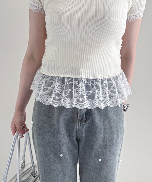 frunco(フランコ)の「【ZOZO限定】Vネックレース半袖ニット(ニット/セーター・レディース・ブラック/ホワイト/ブルー/イエロー/ピンク・FREE)」の14枚目の写真