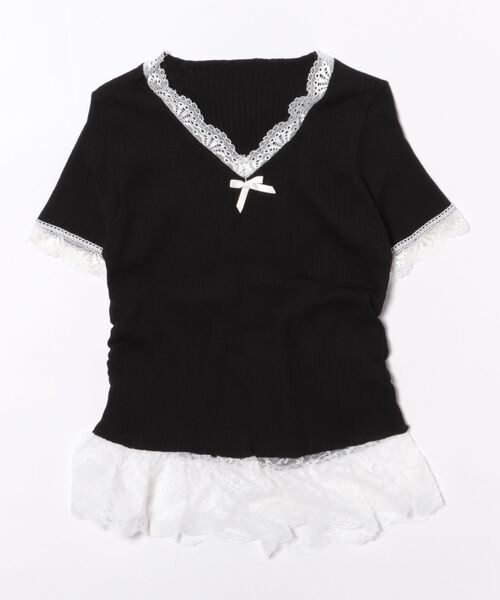 frunco(フランコ)の「【ZOZO限定】Vネックレース半袖ニット(ニット/セーター・レディース・ブラック/ホワイト/ブルー/イエロー/ピンク・FREE)」の8枚目の写真