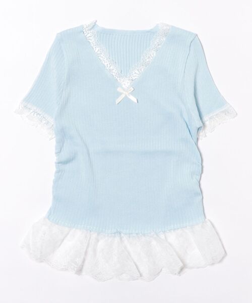 frunco(フランコ)の「【ZOZO限定】Vネックレース半袖ニット(ニット/セーター・レディース・ブラック/ホワイト/ブルー/イエロー/ピンク・FREE)」の7枚目の写真
