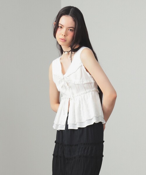 Ray BEAMS（レイビームス）の「レース ペプラム ノースリーブ ブラウス（シャツ/ブラウス・レディース・ホワイト/ブラック・0/1）」の6枚目の写真